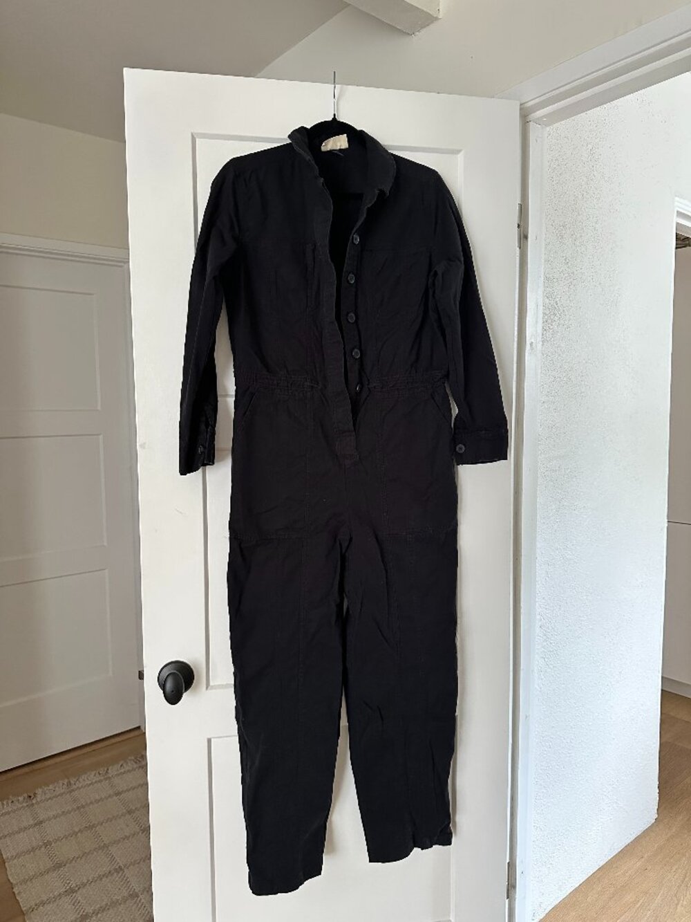 Universal Thread Black Button Down Long-Sleeve Jumpsuit